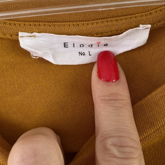 ELODIE mustard yellow tee shirt bodysuit thong top short sleeve L large - Picture 2 of 5